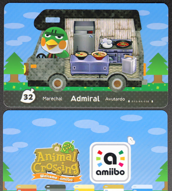 Admiral - Welcome Series #32 Animal Crossing Amiibo Card
