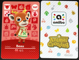 Beau #167 Animal Crossing Amiibo Card