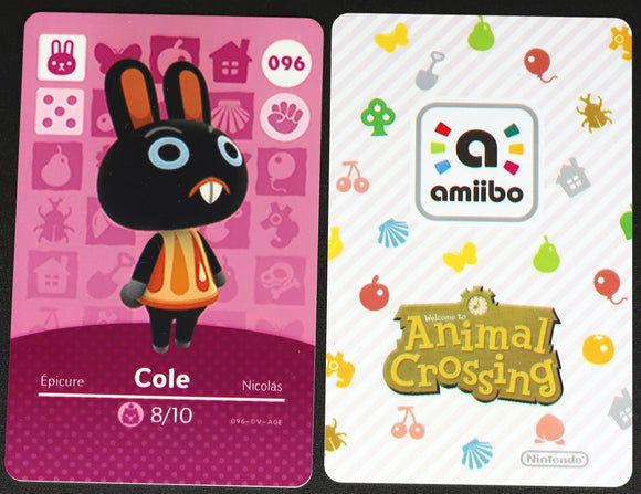 Cole #096 Animal Crossing Amiibo Card