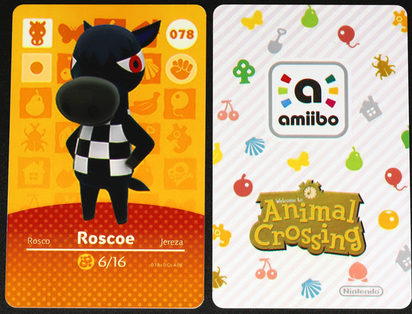 Roscoe #078 Animal Crossing Amiibo Card
