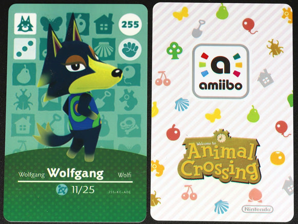 Wolfgang #255 Animal Crossing Amiibo Card