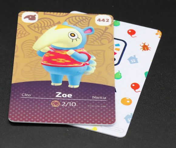 Zoe #442 Animal Crossing Amiibo Card (Series 5) Villager Cards Zoe #442 Animal Crossing Amiibo Card (Series 5) Villager Cards